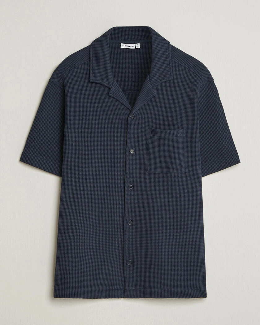 J.Lindeberg Theron Waffle Resort Shirt Navy – Blue