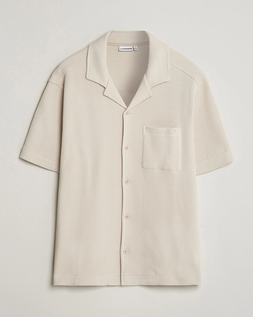 J.Lindeberg Theron Waffle Resort Shirt Moonbeam – Beige