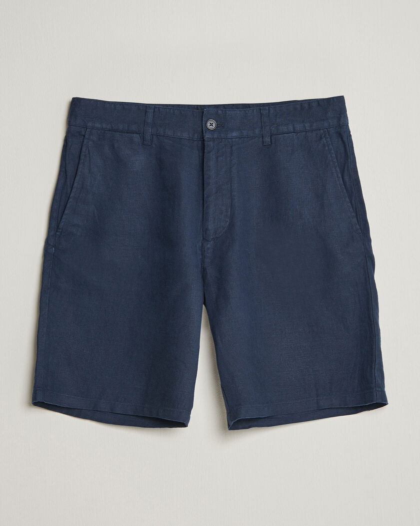 J.Lindeberg Sasha Drape Linen Drawstring Shorts Navy at CareOfCarl.com