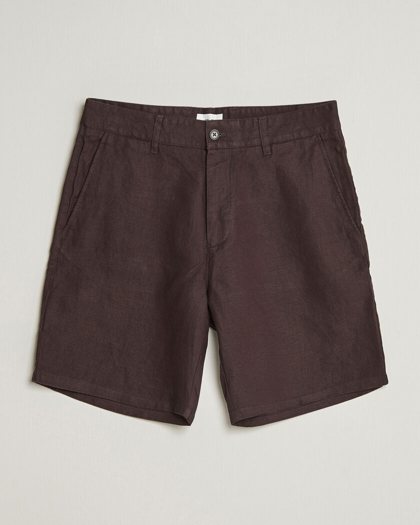 NN07 Aden Linen Shorts Dusky Port – Brown