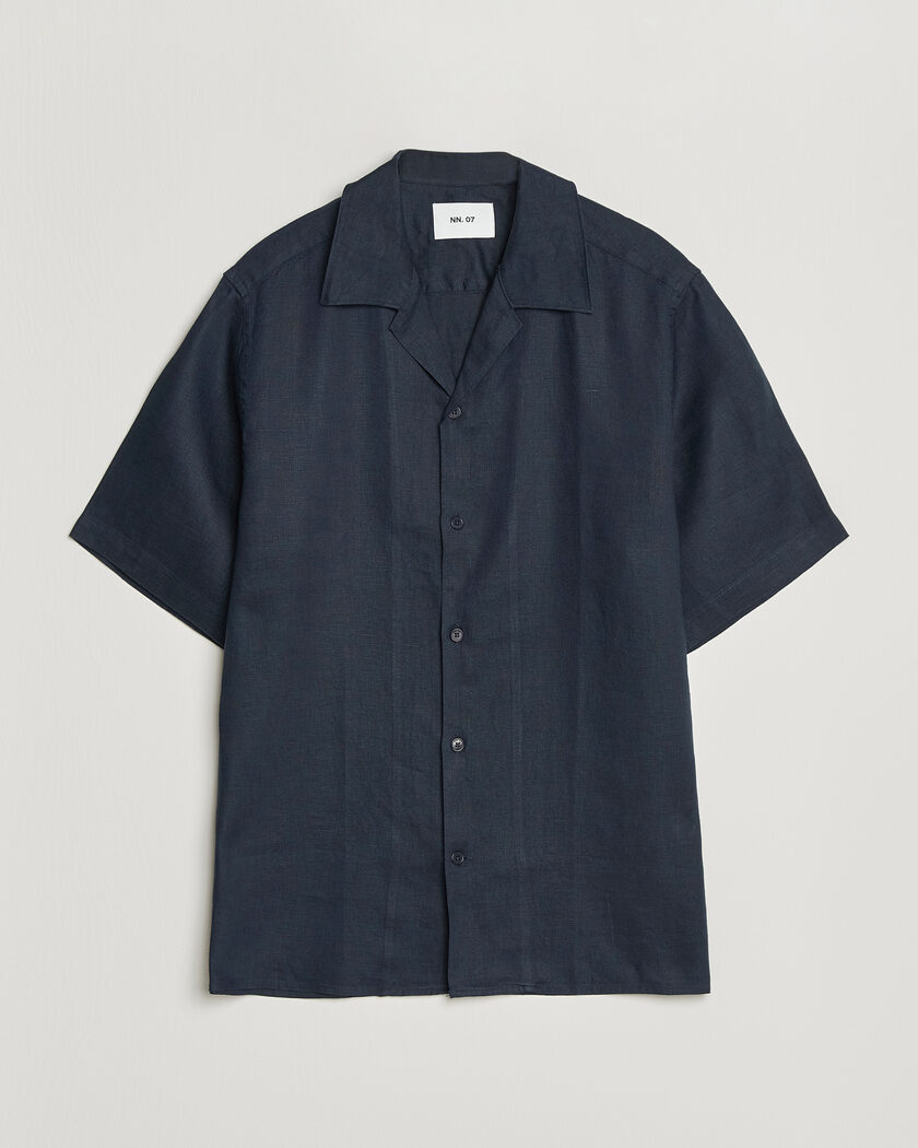 NN07 Julio Linen Resort Shirt Navy Blue – Blue