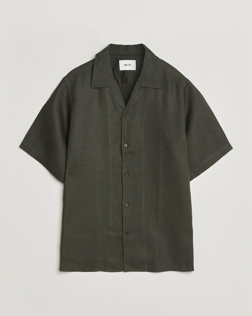 NN07 Julio Linen Resort Shirt Dark Army – Green