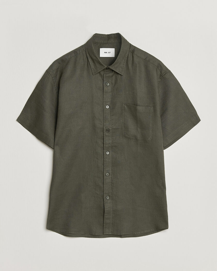 NN07 Enzo Linen Short Sleeve Shirt Capers Green at CareOfCarl.com