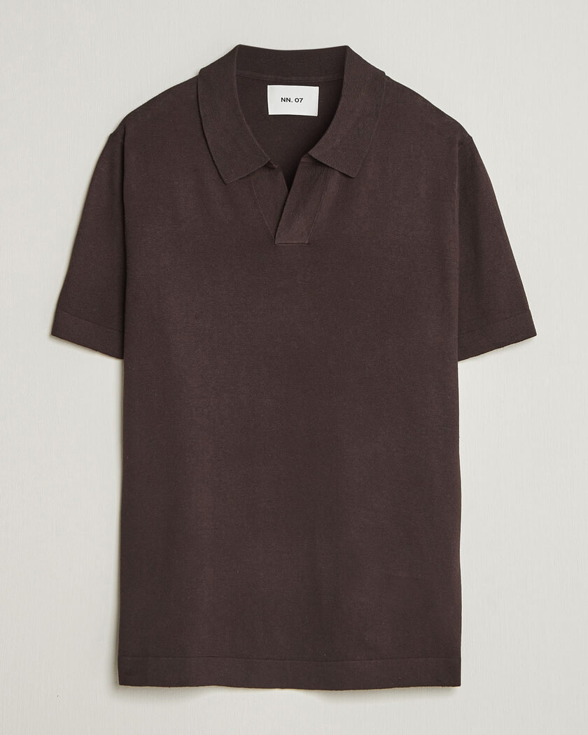 Filippa K Soft Lycra Polo T-Shirt Dark Chocolate at CareOfCarl.com