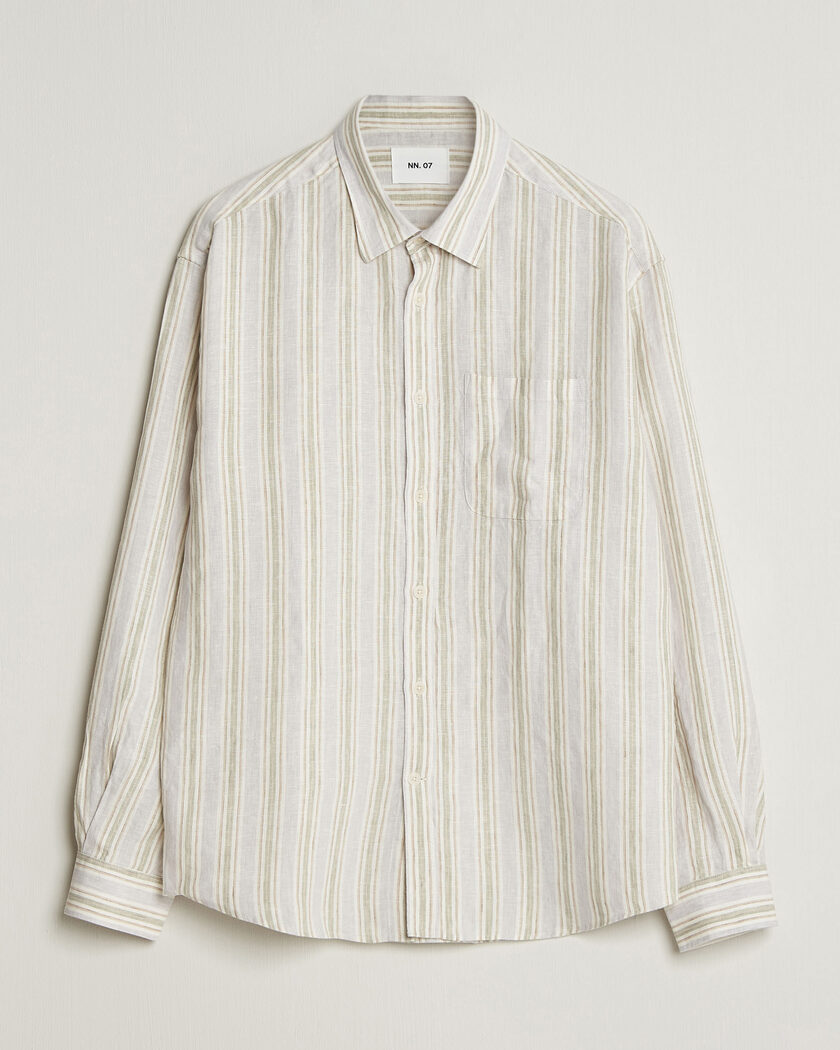 NN07 Deon Linen Shirt Mint Stripe – Multi-colour