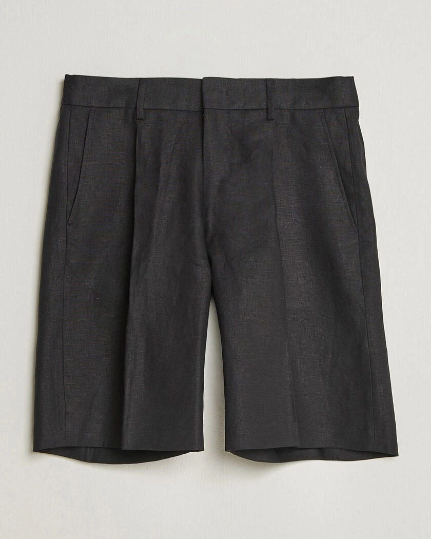 NN07 Kay Relaxed Fit Linen Drawstring Shorts Black – Black