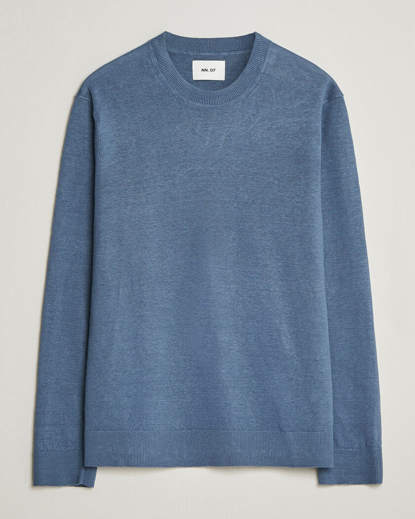 NN07 Ted Linen Knitted Sweater Stone Blue – Blue