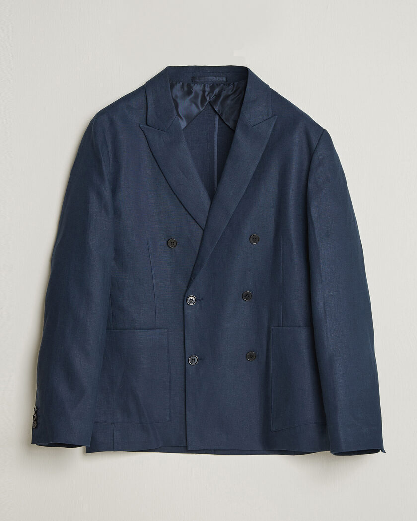 Gaiola Napoli Wool/Linen Blazer Blue 46 at CareOfCarl.com