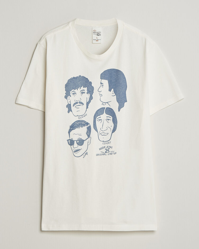 Nudie Jeans Roy Fab Four T-Shirt Chalk White – White