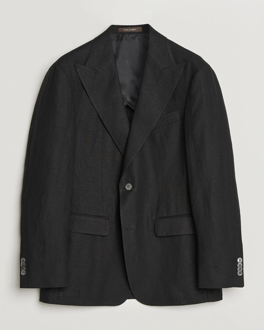 Oscar Jacobson Rufus Soft Linen Blazer Black – Black