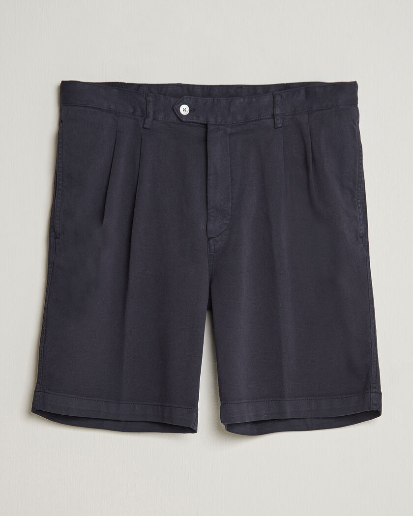 Briglia 1949 Pleated Cotton Shorts Black at CareOfCarl.com