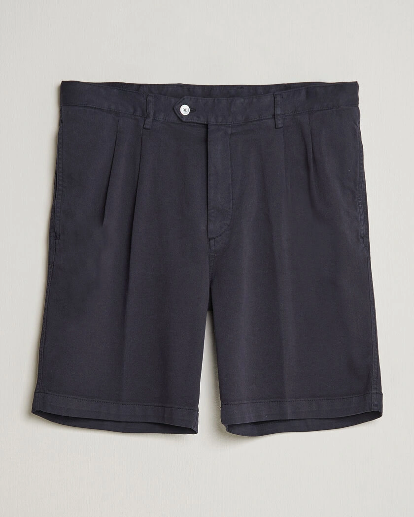 Oscar Jacobson Tanker Pleat Shorts Navy – Blue