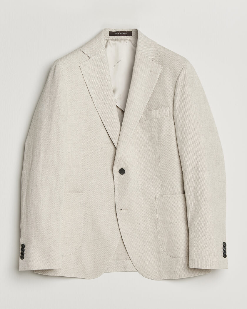 Oscar Jacobson Ferry Patch Cotton/Linen Blazer Off White – White