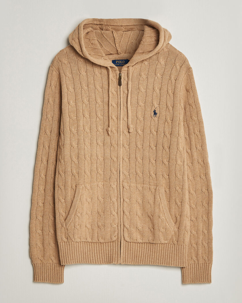 Gran Sasso Wool/Cashmere Full Zip Light Brown Melange at
