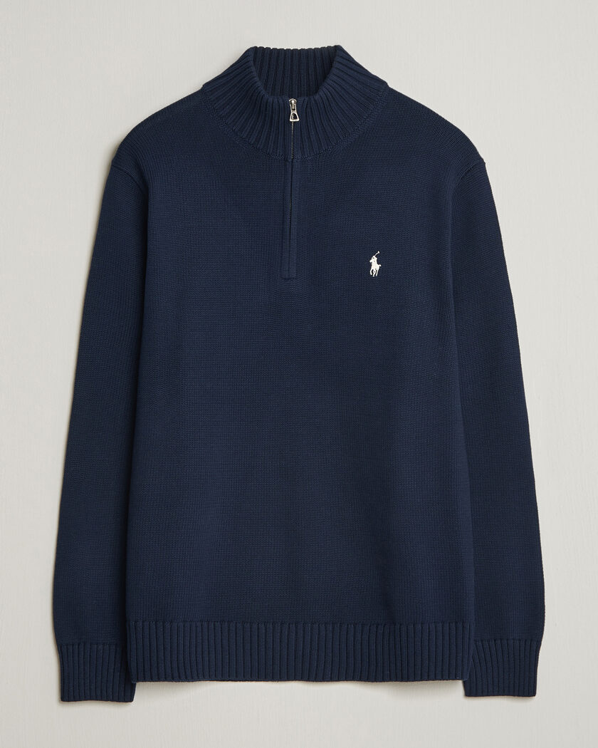 Polo Ralph Lauren Cotton Crew Neck Half-Zip Hunter Navy – Blue