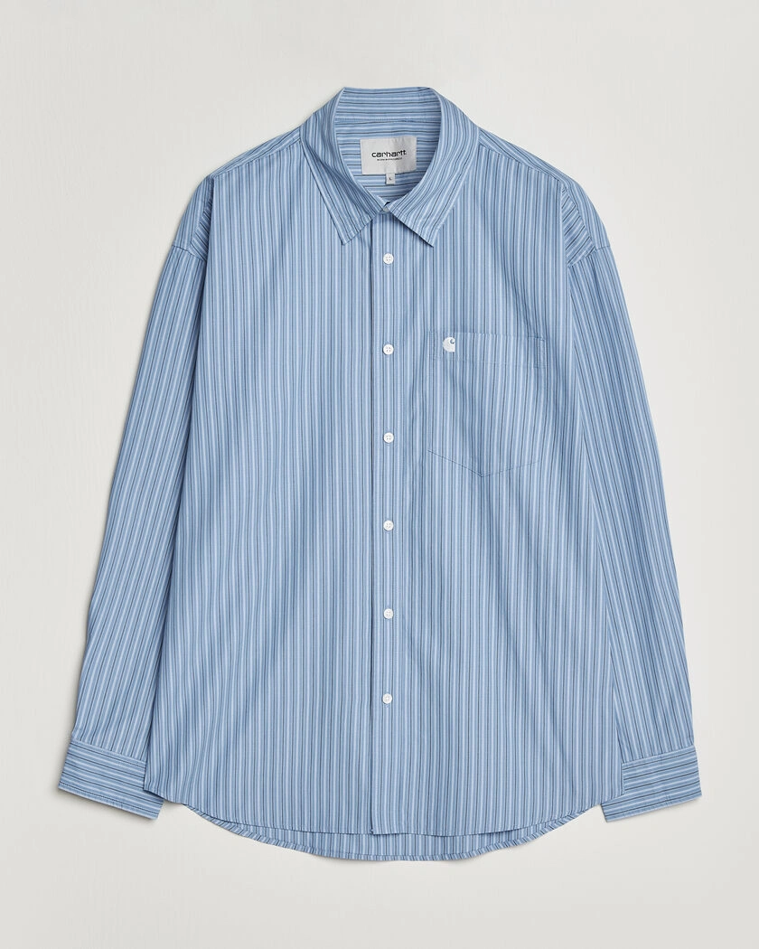 Carhartt WIP Keen Striped Cotton Poplin Shirt Curacao – Blue