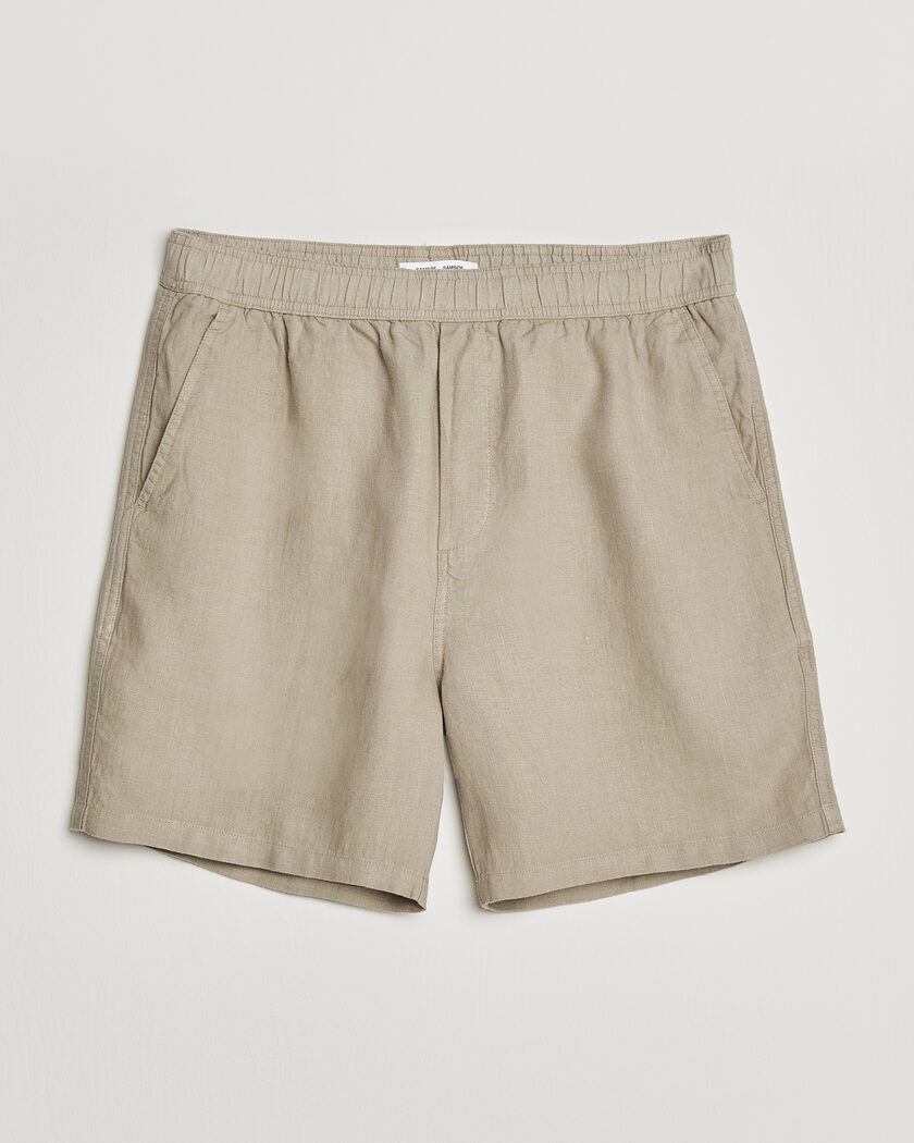 Samsøe Samsøe Jabari Linen Drawstring Shorts Aluminum – Beige