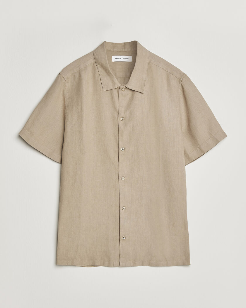Samsøe Samsøe Avan Linen Short Sleeve Shirt Aluminum – Beige