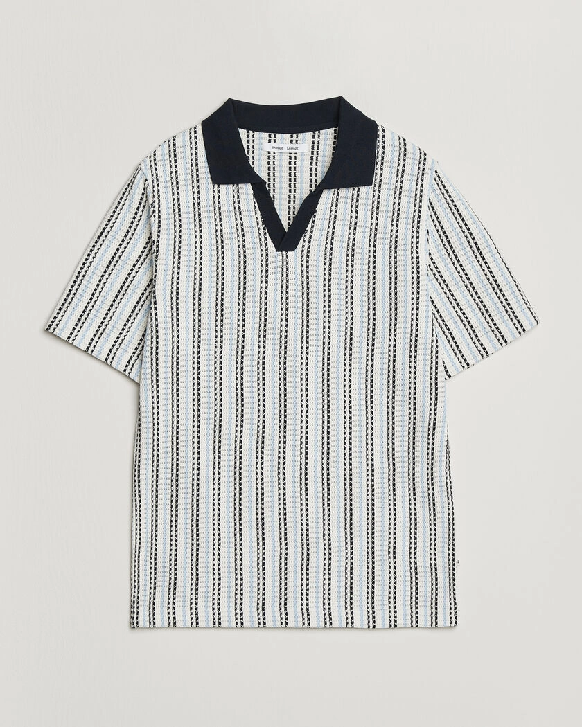 Samsøe Samsøe Mac Striped Knitted Polo Blue/White – Blue