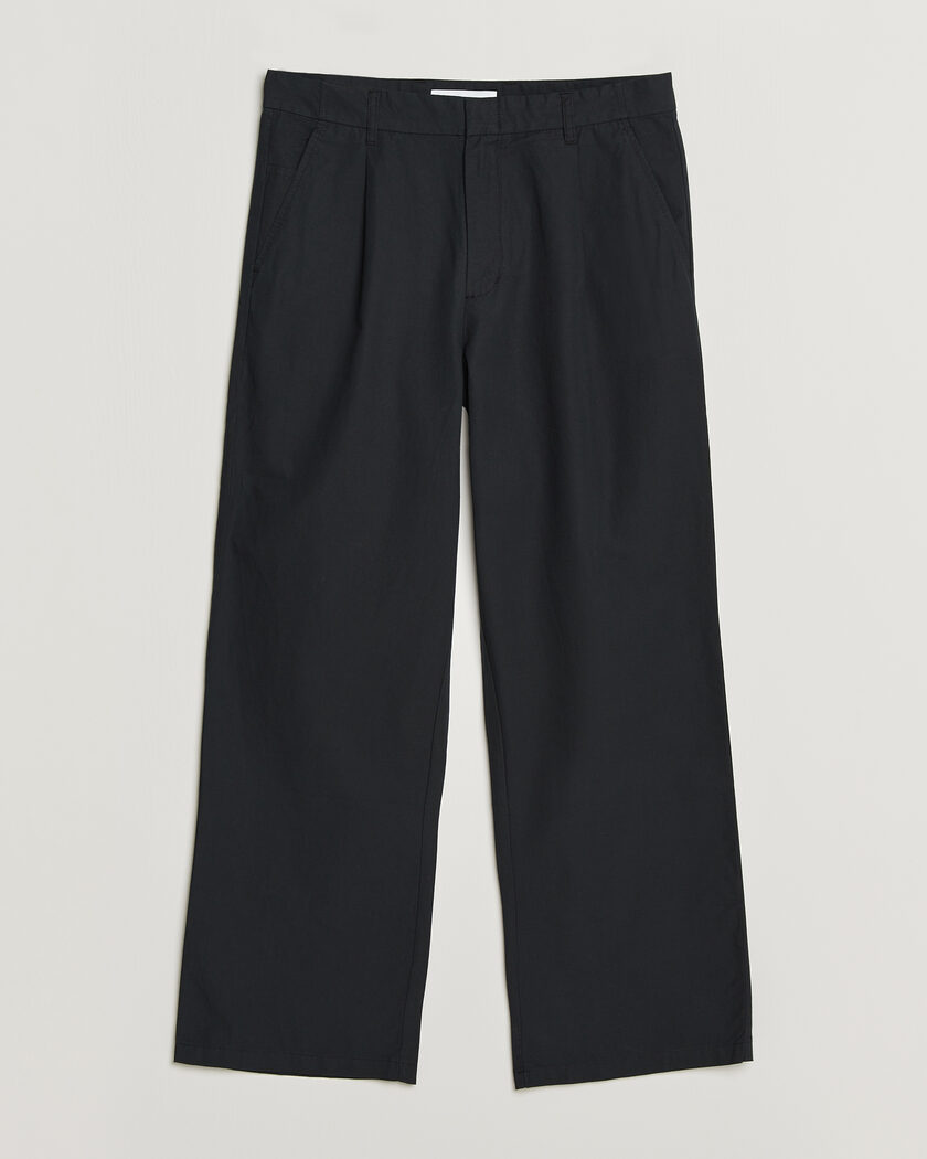 Samsøe Samsøe Valentin Cotton/Linen Pleated Trousers Black – Black