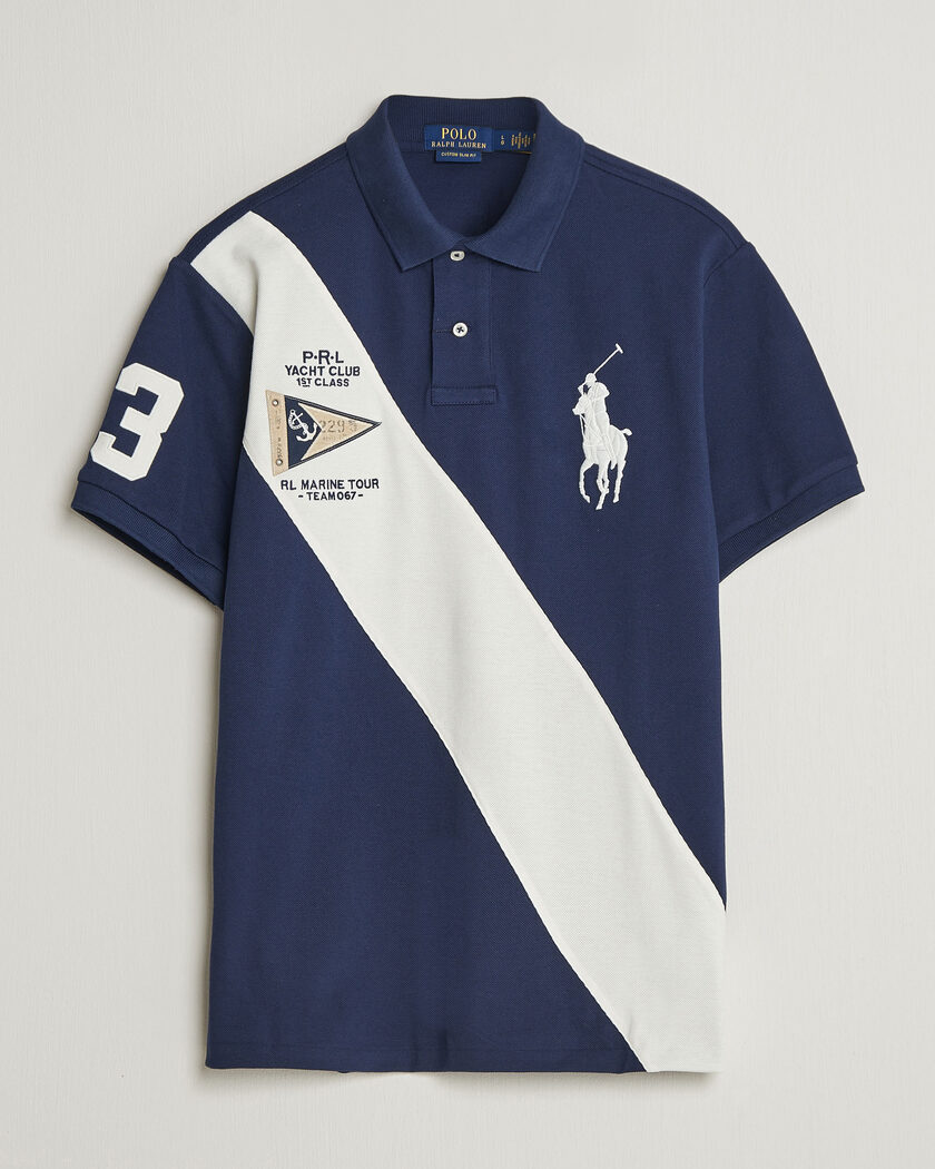Polo Ralph Lauren Custom Slim Diagonal Stipe Polo Newport Navy/Nevis – Blue