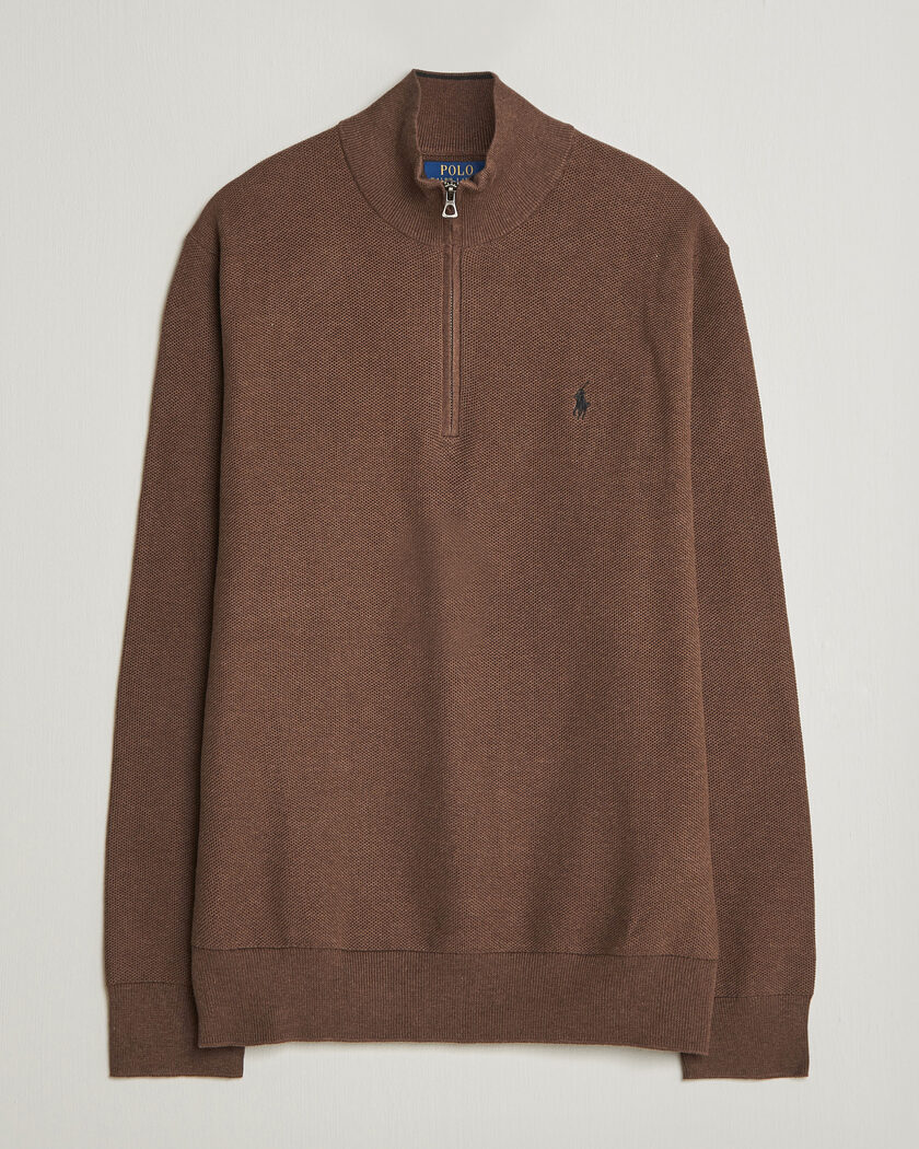 Polo Ralph Lauren Textued Half-Zip Nutmeg Brown Heather – Brown