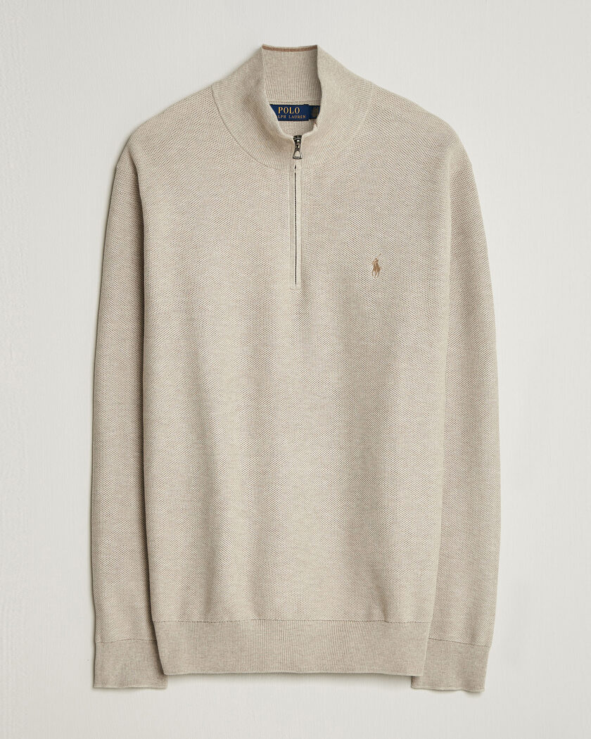 Polo Ralph Lauren Textued Half-Zip Light Walnut Brown Heather – Brown