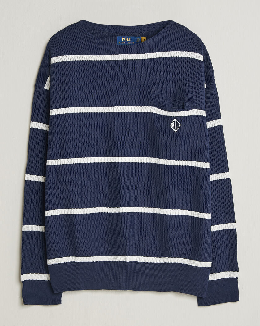 Polo Ralph Lauren Striped Boat Neck Sweater Navy Combo – Blue