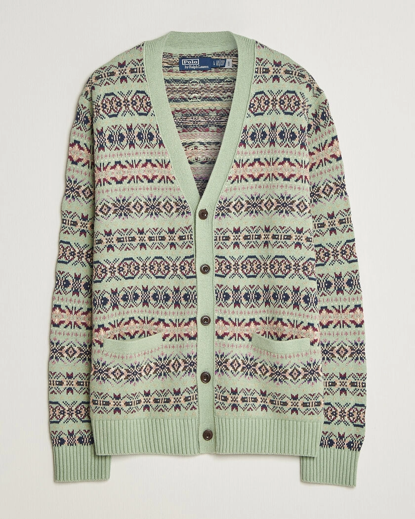 Polo Ralph Lauren Cotton/Linen Fairisle Cardigan Green Combo – Green