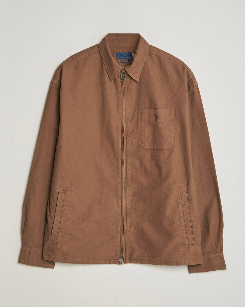 Polo Ralph Lauren Osaca Oxford Zip Overshirt Chestnut – Brown
