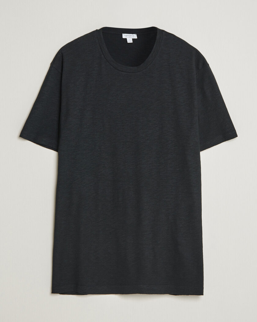 Sunspel Pima Cotton/Linen T-Shirt Black – Black