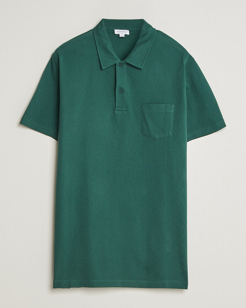BEAMS PLUS Short Sleeve Cable Polo Olive at CareOfCarl.com