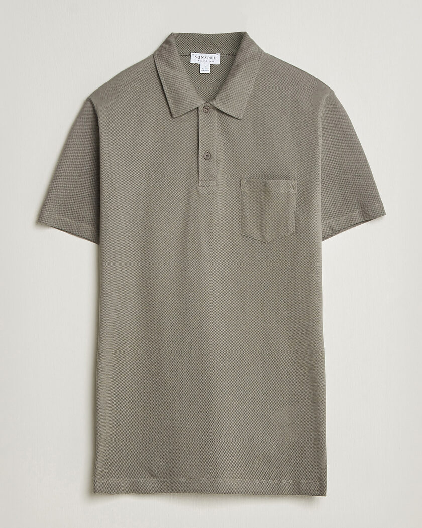 Sunspel Riviera Polo Shirt Fossil Grey – Grey