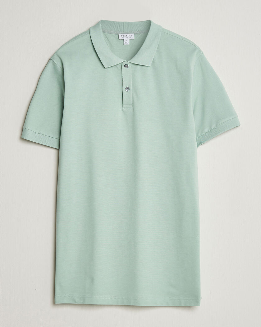Sunspel Short Sleeve Pique Polo Laurel Green – Green