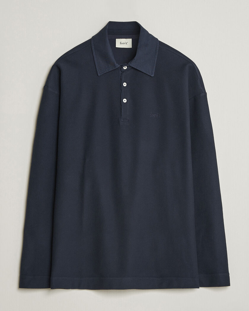Drake's Brushed Shetland Mock Neck Jumper Navy at CareOfCarl.com