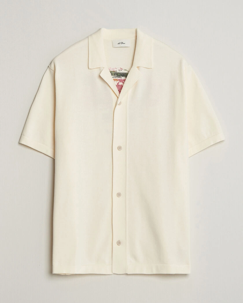 Les Deux Bouquet Knitted Short Sleeve Shirt Eggnog White – White