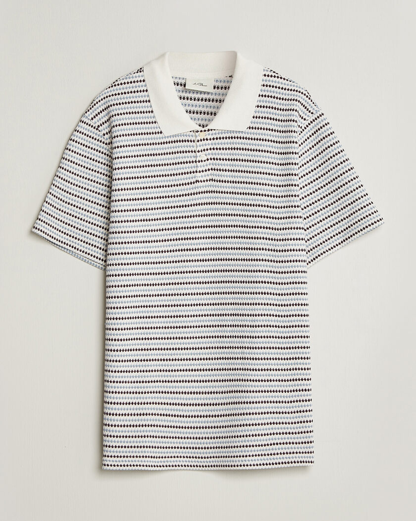 LES DEUX Knitted Stripe Polo Eggnog White – Multi-colour