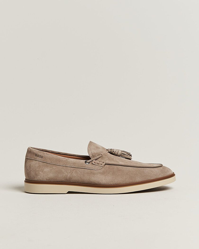 BOSS BLACK Hedley Suede Tassle Loafer Dark Beige – Beige