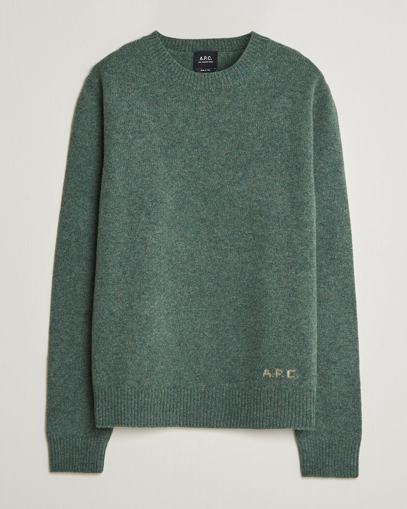 A.P.C. Edmond Wool Knitted Sweater Green Melange – Green