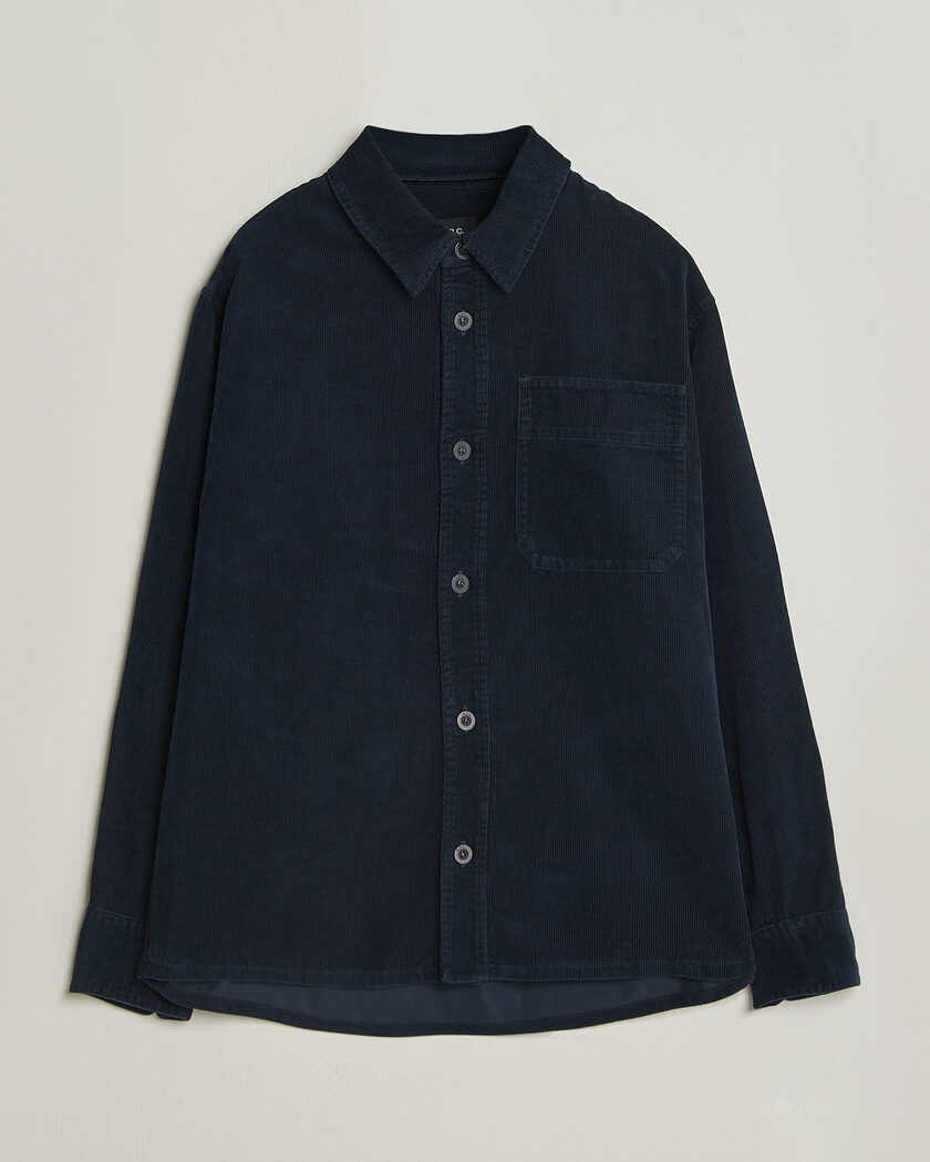 A.P.C. Brest Seersucker Overshirt Dark Navy at CareOfCarl.com