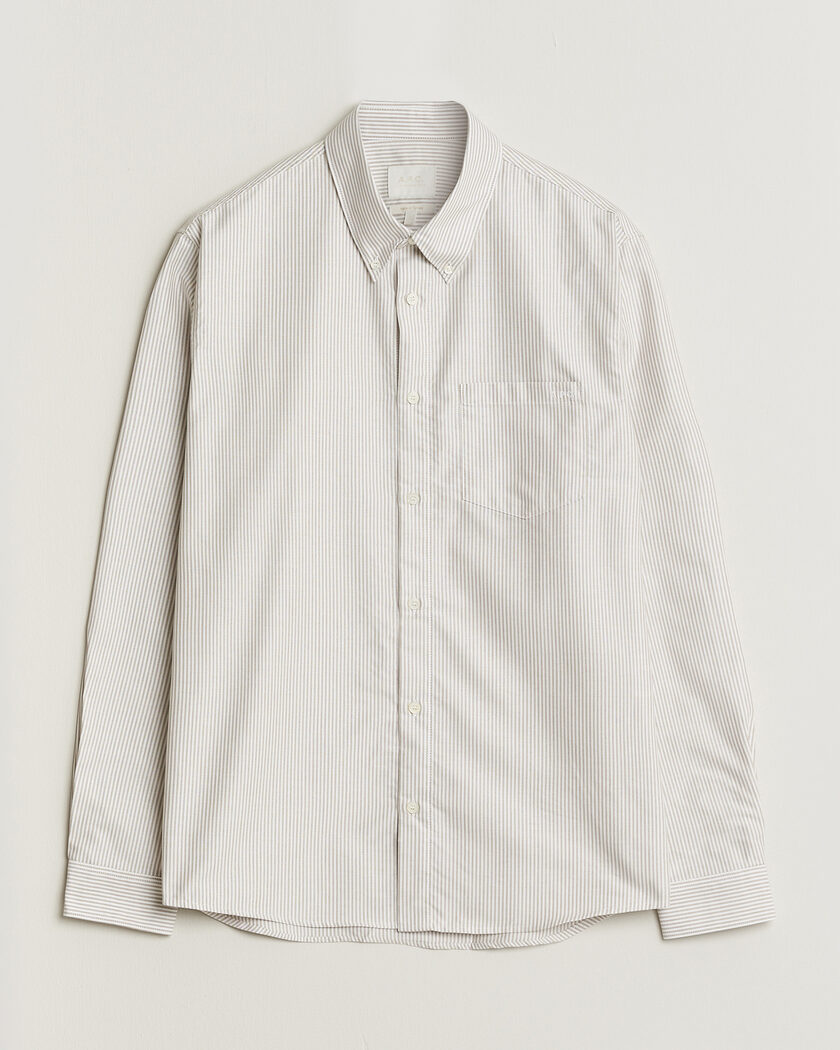 A.P.C. Greg Striped Oxford Shirt Beige/White – Multi-colour