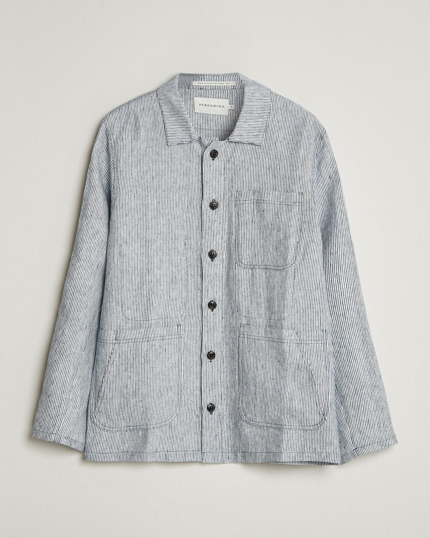 Peregrine Windsor Linen Shacket Navy Stripe – Blue