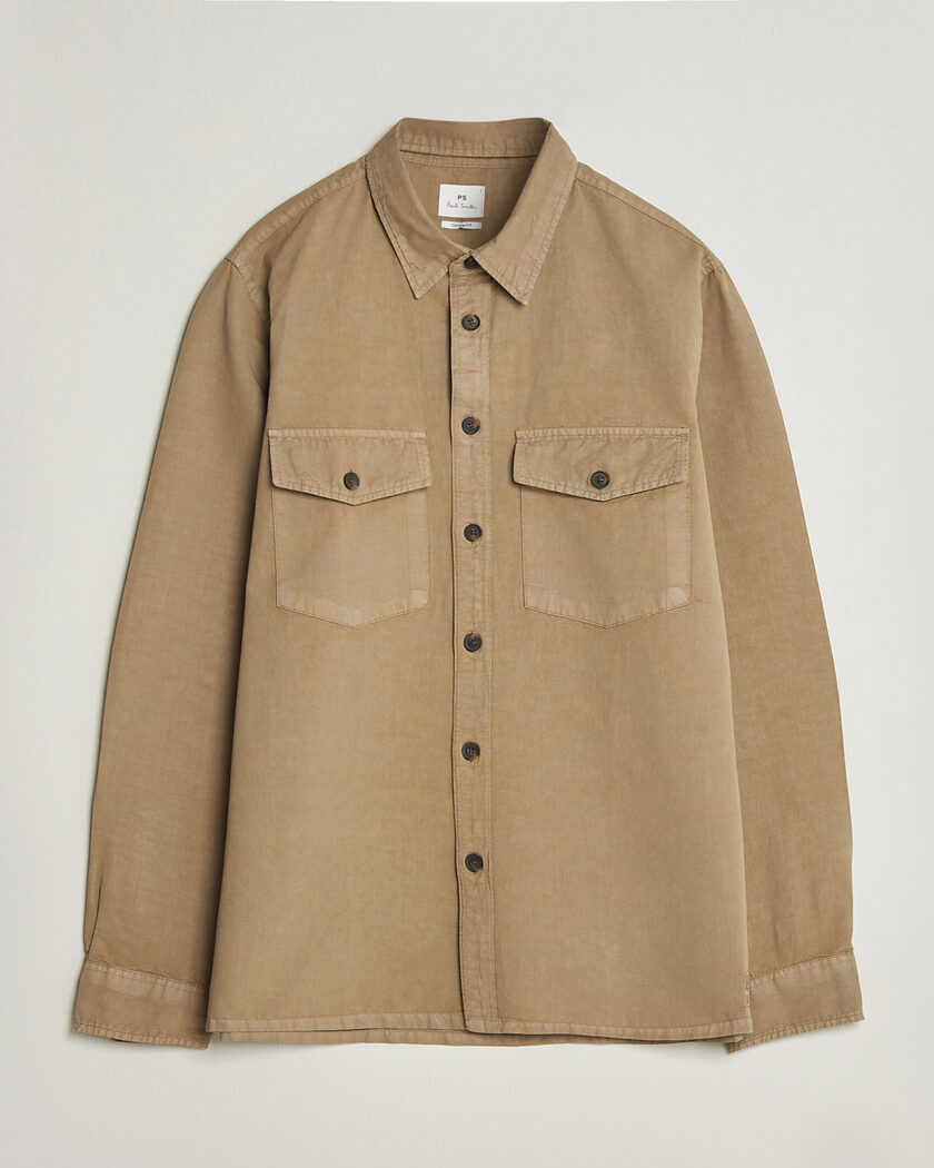 C.P. Company Garment Dyed Gabardine Zip Shirt Jacket Beige at