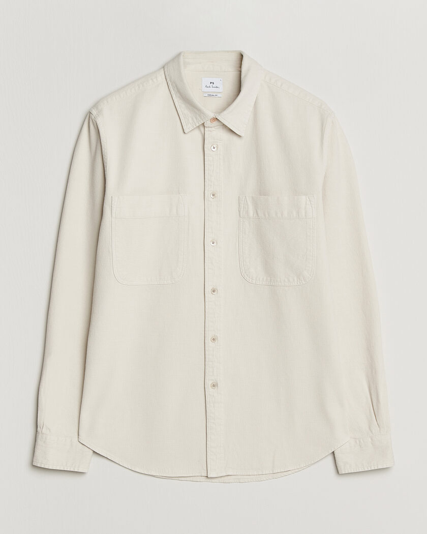 PS Paul Smith Casual Fit Cotton Overshirt Off White – White