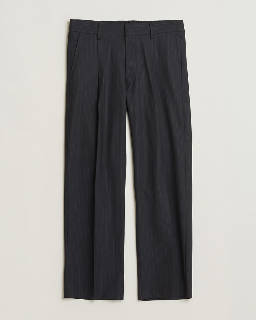 NN07 Kay Pinstriped Pleated Trousers Navy Blue – Blue