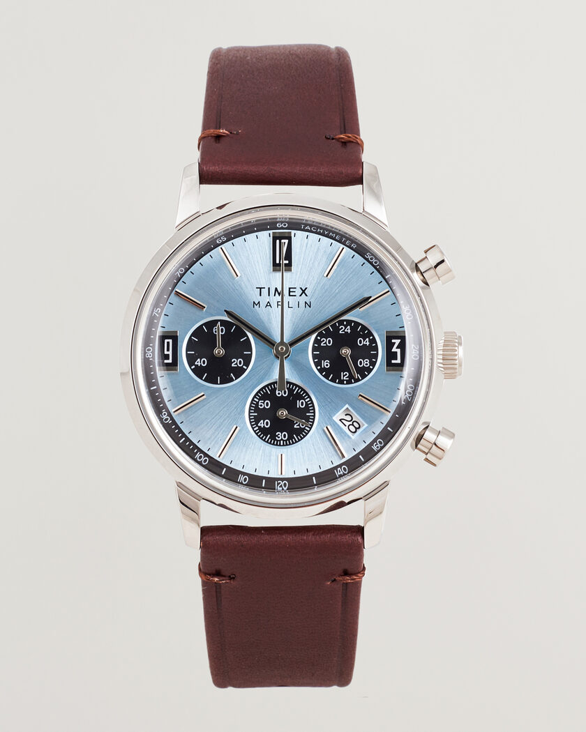 Timex Marlin Quartz Chronograph Leather 40mm Ice Blue Dial – Blue