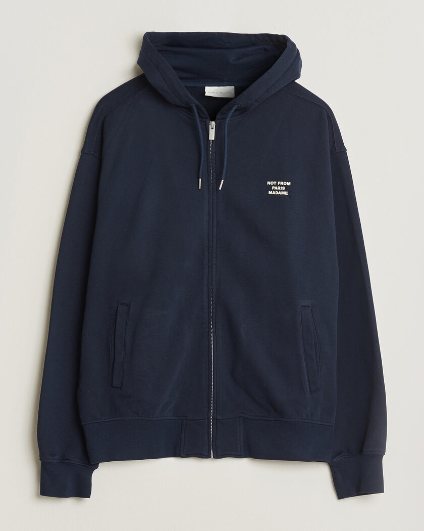 Drôle de Monsieur Slogan Full Zip Hoodie Navy – Blue