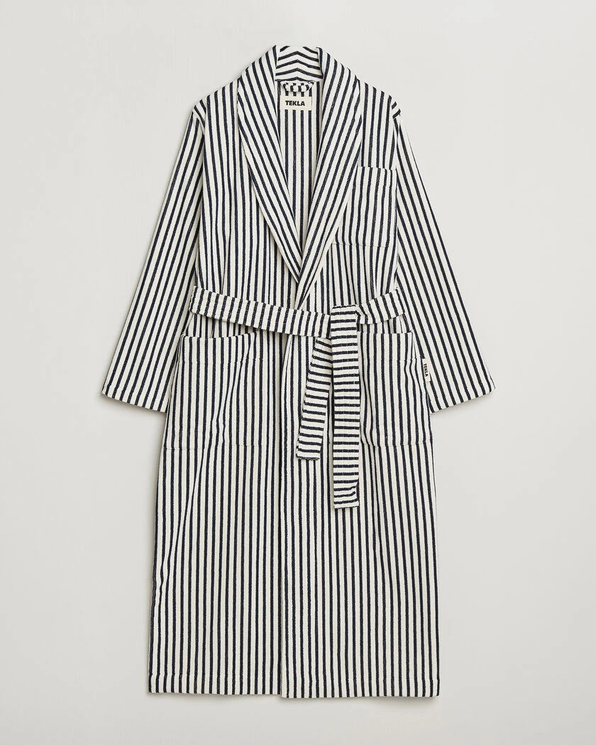 Tekla Organic Terry Classic Bathrobe Sailor Stripes – Multi-colour