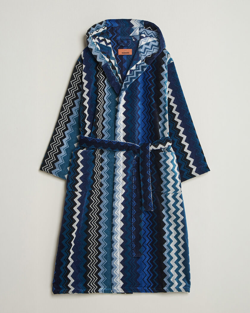 Missoni Home Giacomo Hooded Bathrobe Multi Blue – Blue