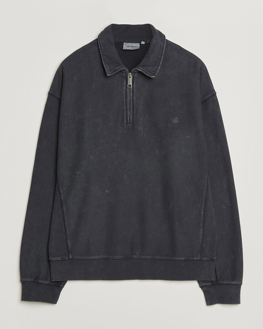 Carhartt WIP Lambert Washed Polo Sweatshirt Black Moon Wash – Grey